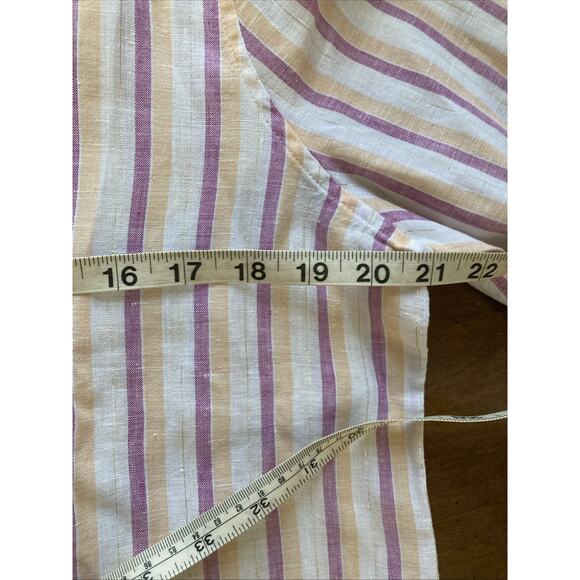 Chicos Women’s Linen Blouse Sz 1 10 New Roll Tab Metallic 3/4 Sleeve No Iron $99 - Picture 6 of 7